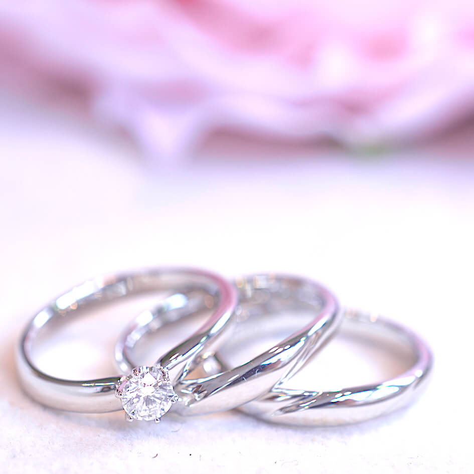 結婚指輪と婚約指輪　３本セット　手作り