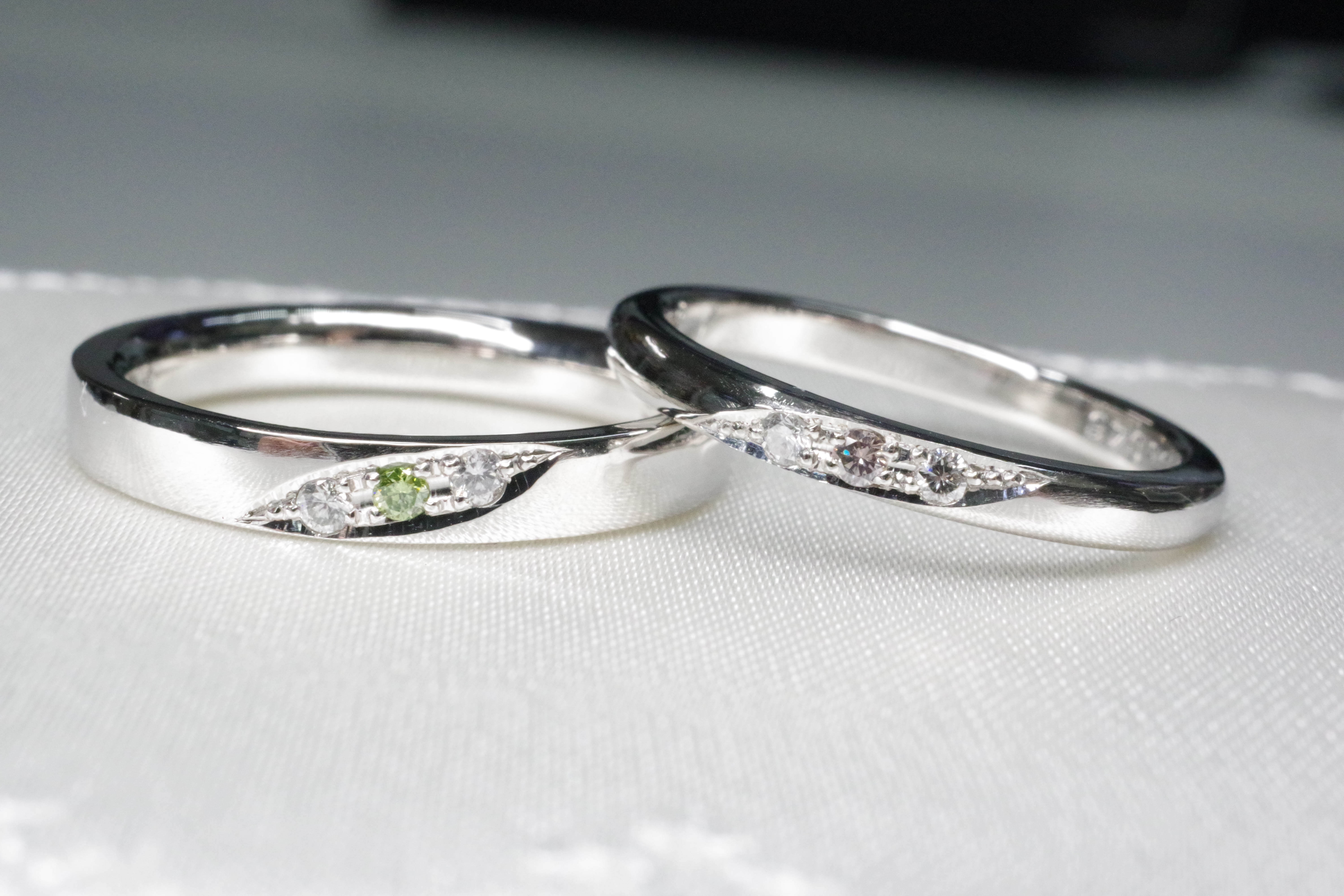 カラーダイヤの組み合わせ@手作り結婚指輪 工房スミス札幌店