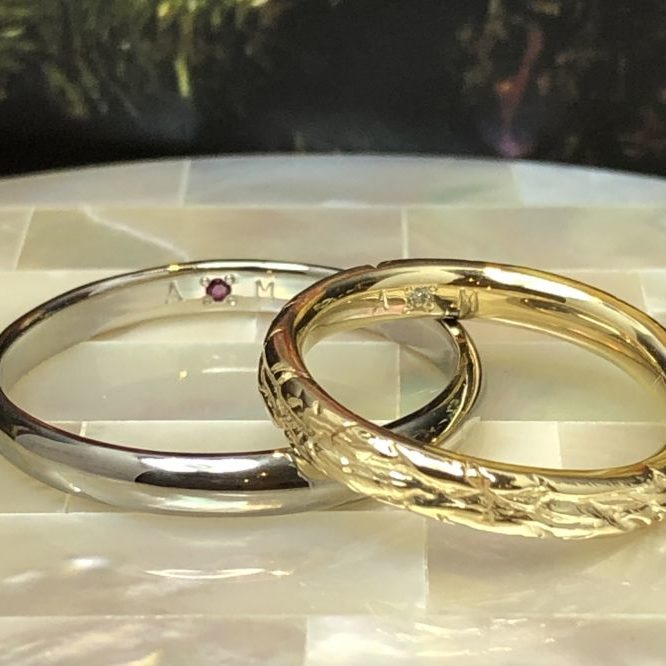 WAX工法・手作り結婚指輪・工房スミス・異なるデザインの結婚指輪