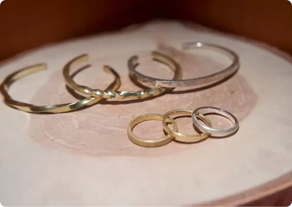 手作りペアリングコースの指輪写真